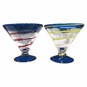 Kosta Boda Set of 2 Hand Blown Martini Cocktail Glasses Royal Caribbean